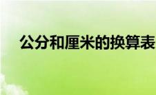 公分和厘米的换算表 公分和厘米的换算 