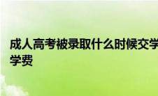 成人高考被录取什么时候交学费 成人高考录取后什么时候交学费 