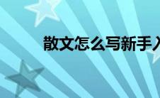 散文怎么写新手入门 散文怎么写 